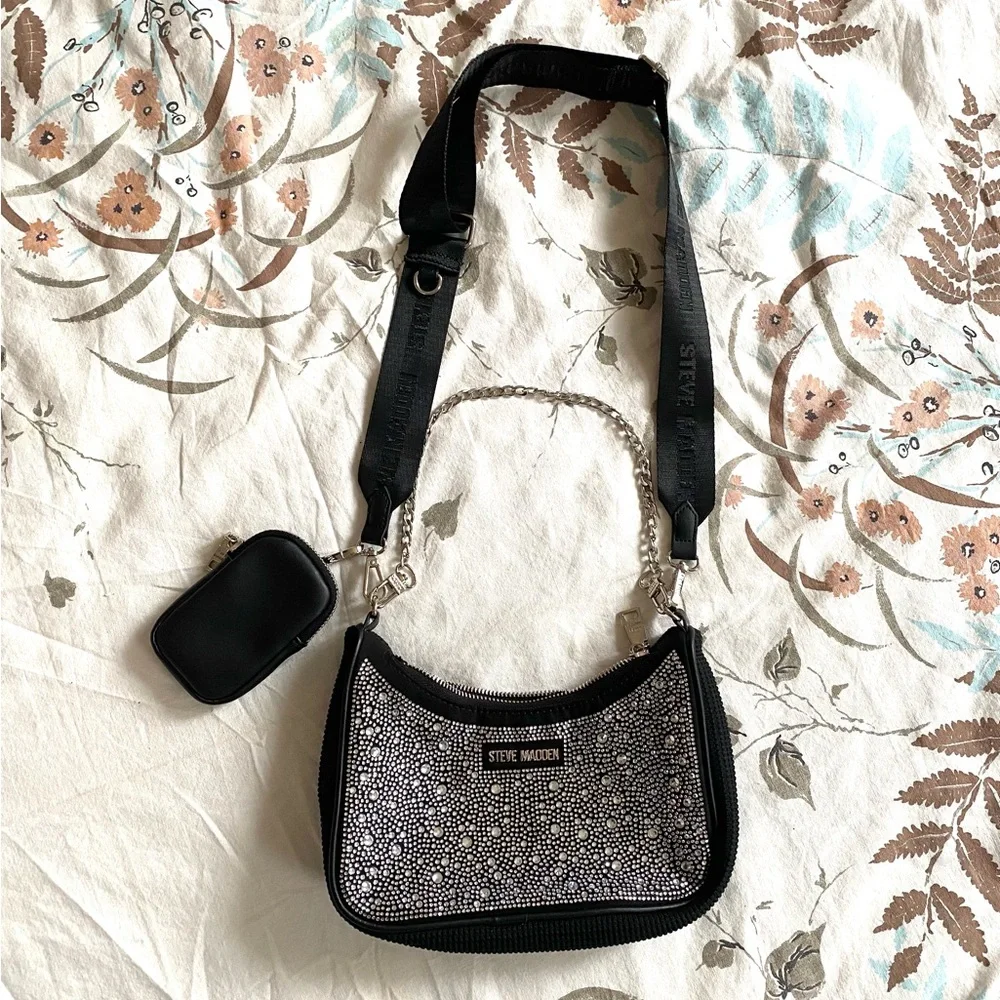 Steve Madden Rhinestone Bag with Adjustable Strap and Chain Strap π€π€ - Picture 3 of 11